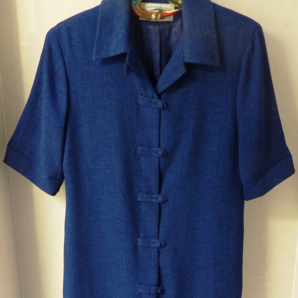 Patchington Womens Collared Royal Blue Dress Black 12 or 14 Gorgeous Pre Owned